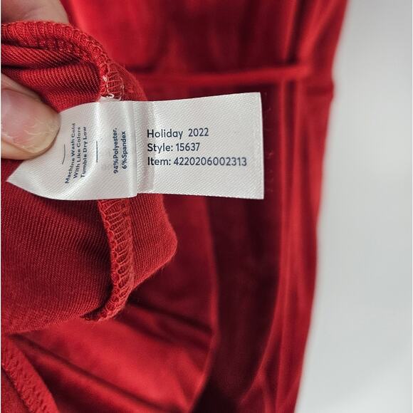 Marine Layer Red Dhalia Viola Velour Wrap Midi Dress L - Picture 11 of 13